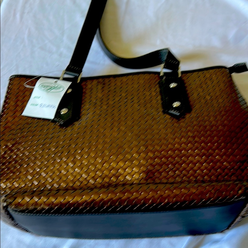 Brown and Bronze Hand Woven Handbag
